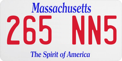 MA license plate 265NN5