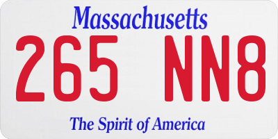 MA license plate 265NN8