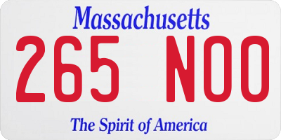 MA license plate 265NO0