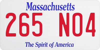 MA license plate 265NO4