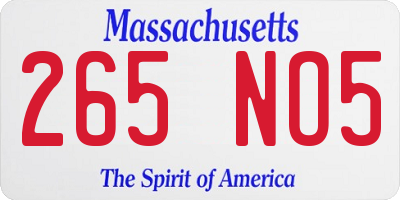 MA license plate 265NO5