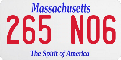 MA license plate 265NO6