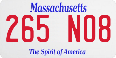 MA license plate 265NO8