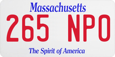 MA license plate 265NP0