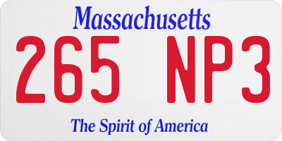 MA license plate 265NP3