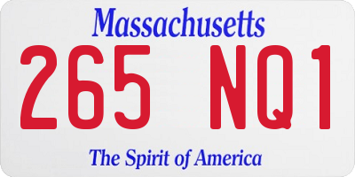 MA license plate 265NQ1