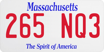 MA license plate 265NQ3