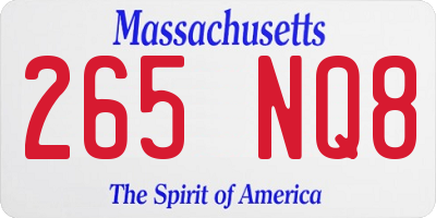 MA license plate 265NQ8