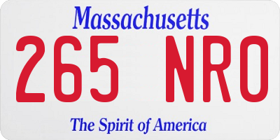 MA license plate 265NR0