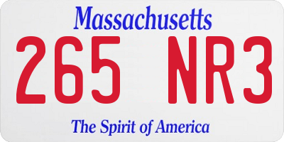 MA license plate 265NR3