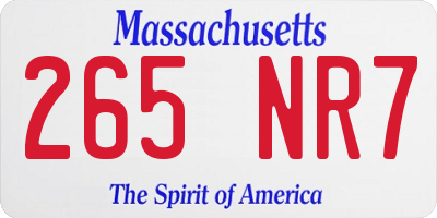 MA license plate 265NR7