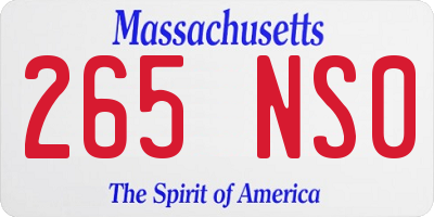MA license plate 265NS0