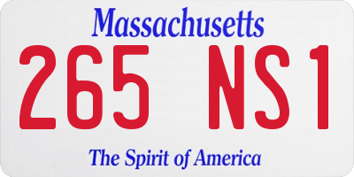 MA license plate 265NS1