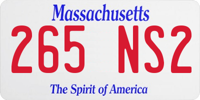 MA license plate 265NS2