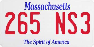 MA license plate 265NS3