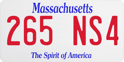MA license plate 265NS4