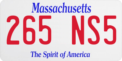MA license plate 265NS5