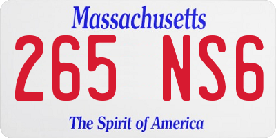 MA license plate 265NS6