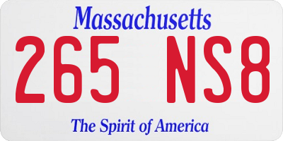 MA license plate 265NS8