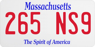 MA license plate 265NS9