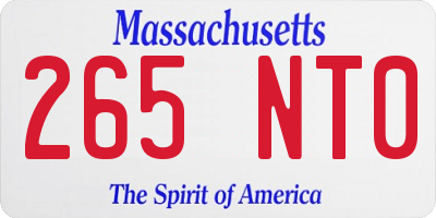MA license plate 265NT0