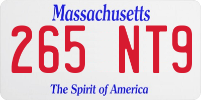 MA license plate 265NT9