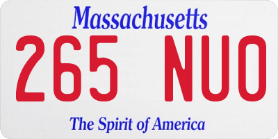 MA license plate 265NU0