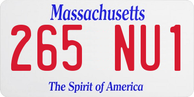 MA license plate 265NU1