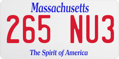 MA license plate 265NU3