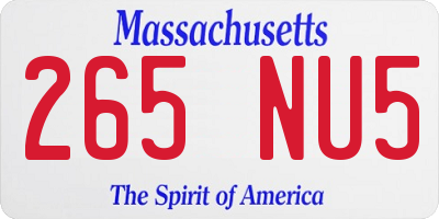 MA license plate 265NU5