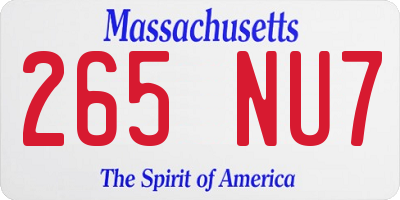 MA license plate 265NU7