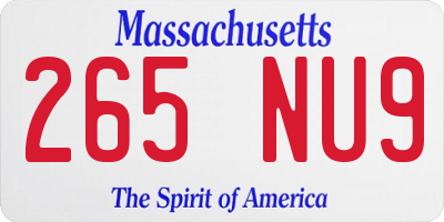MA license plate 265NU9