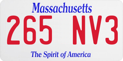 MA license plate 265NV3