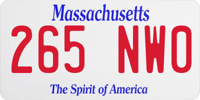 MA license plate 265NW0
