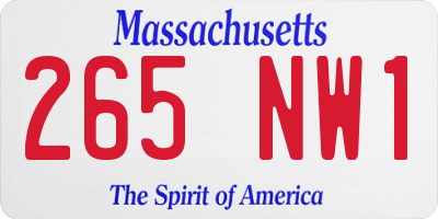 MA license plate 265NW1