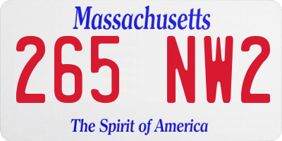 MA license plate 265NW2