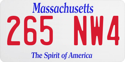 MA license plate 265NW4
