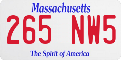 MA license plate 265NW5