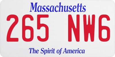 MA license plate 265NW6