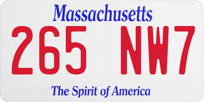 MA license plate 265NW7