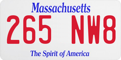 MA license plate 265NW8
