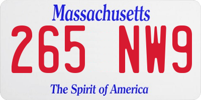 MA license plate 265NW9