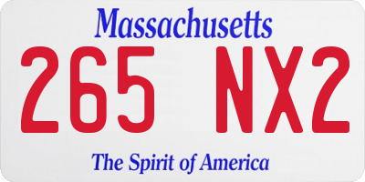 MA license plate 265NX2