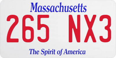 MA license plate 265NX3