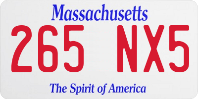 MA license plate 265NX5