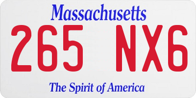 MA license plate 265NX6