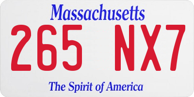 MA license plate 265NX7