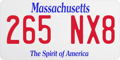 MA license plate 265NX8