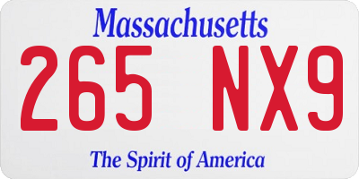 MA license plate 265NX9
