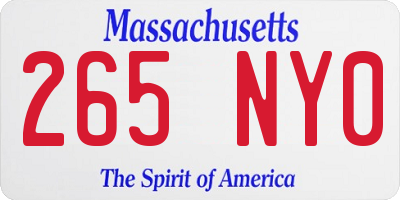 MA license plate 265NY0